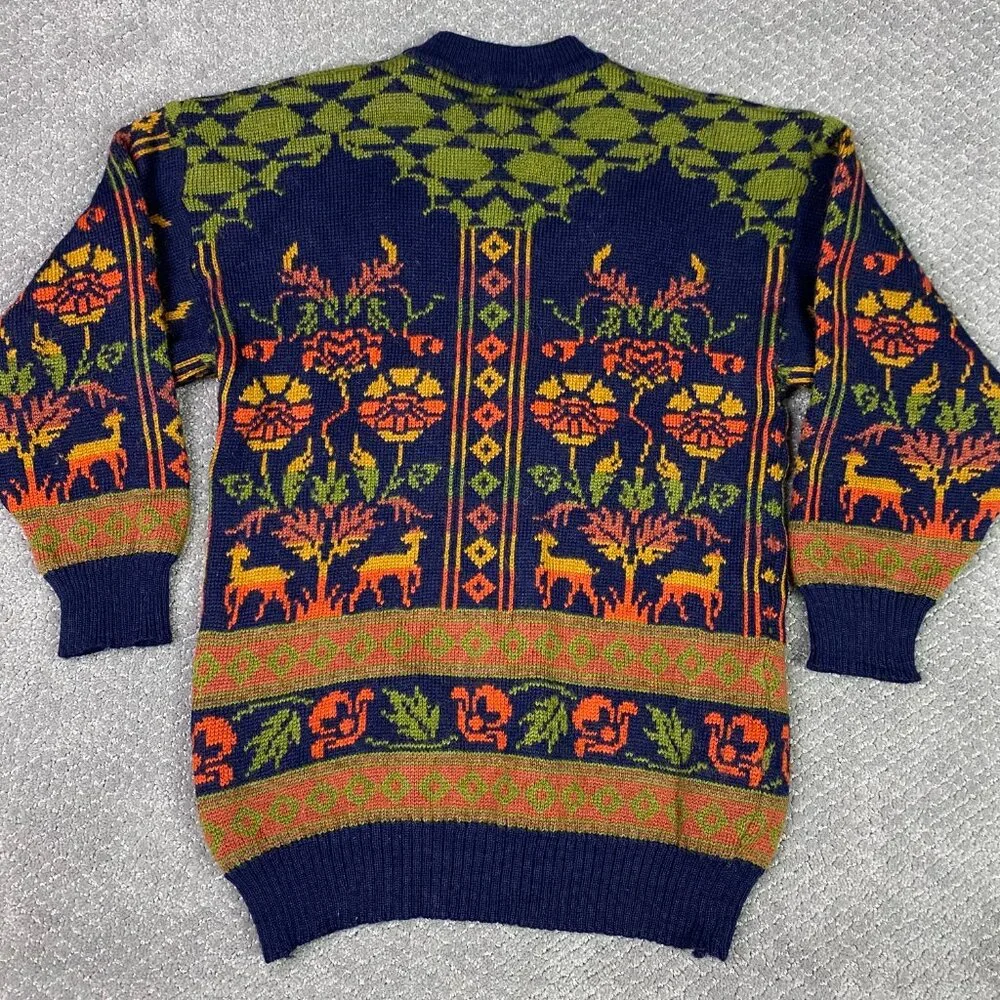 Vintage Past Times Cardigan Sweater Women's Small Floral Knit Wool Made in UK - Picture 3 of 11